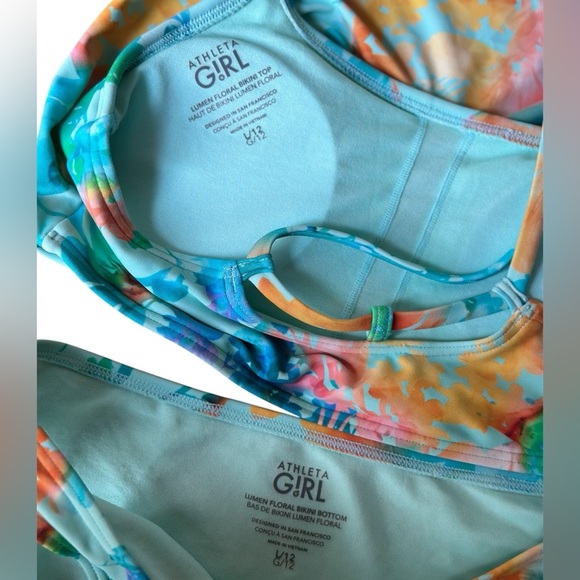 ATHLETA GIRL Lumen Floral 2 Piece Bikini Swimsuit Size Large 12 Top & Bottom - Picture 4 of 4